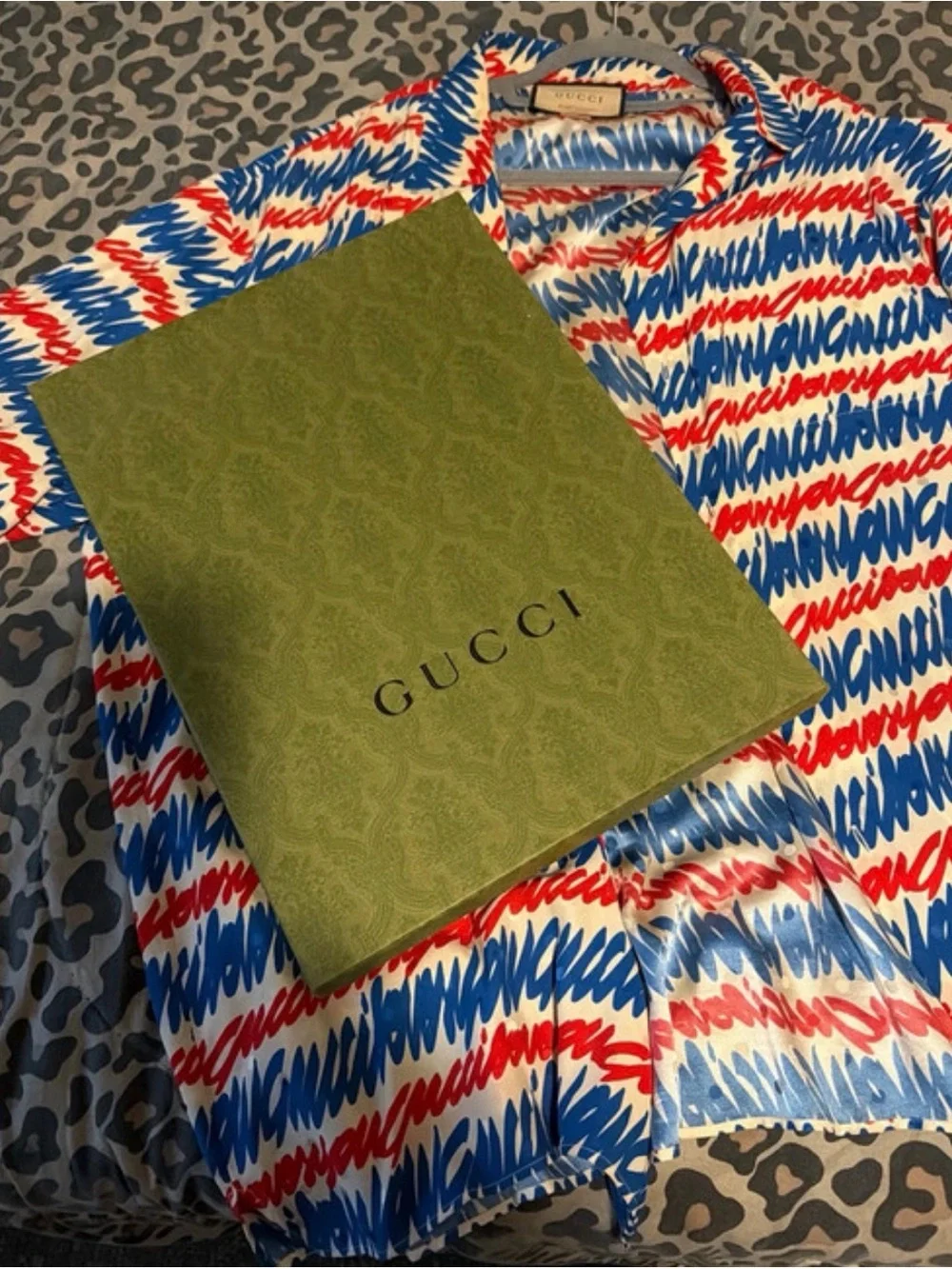 Gucci White Shirt with Blue & Red Scribble Stripe Print